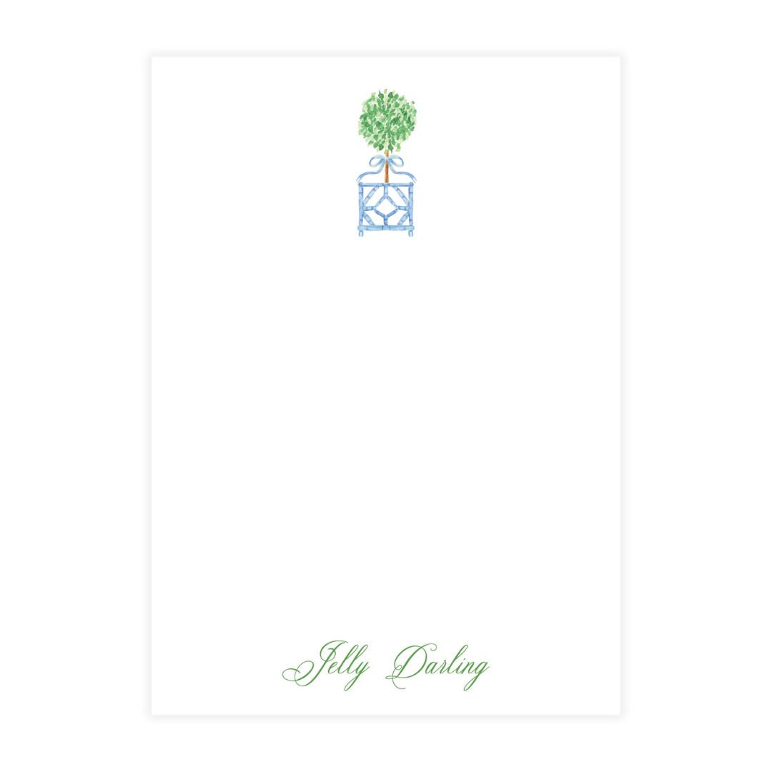 Blue & Green Boxwood Topiary Notepad