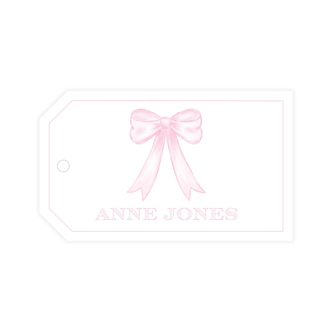 Pink Bow Horizontal Gift Tag