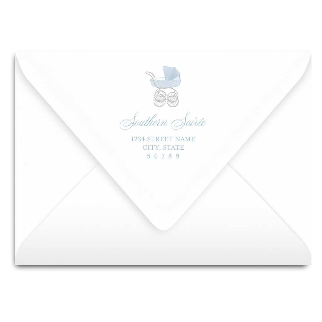 Chic Blue Carriage Invitation