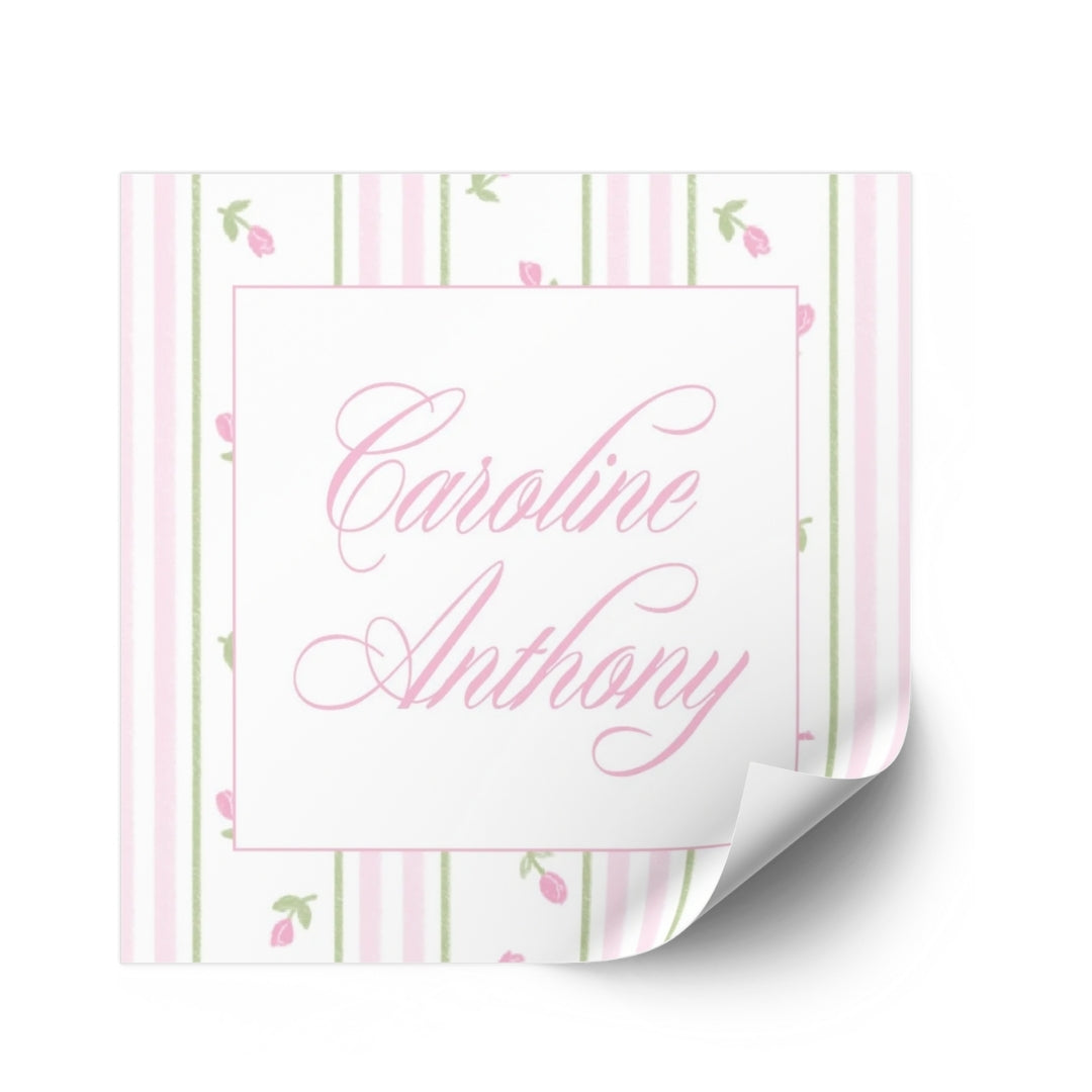 Pink Rosebud Stripe Sticker