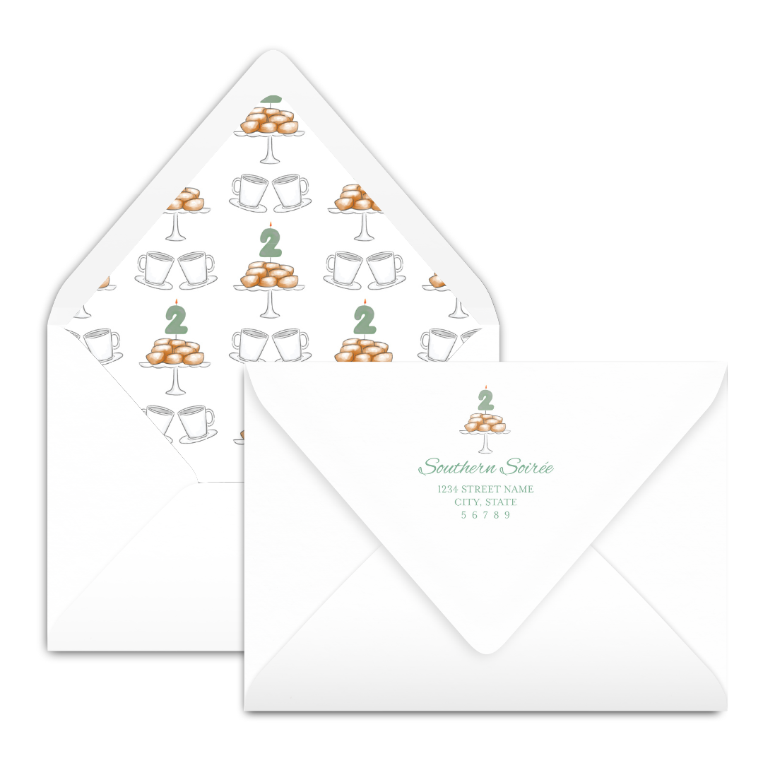Café Two Monde Beignet Birthday Invitation