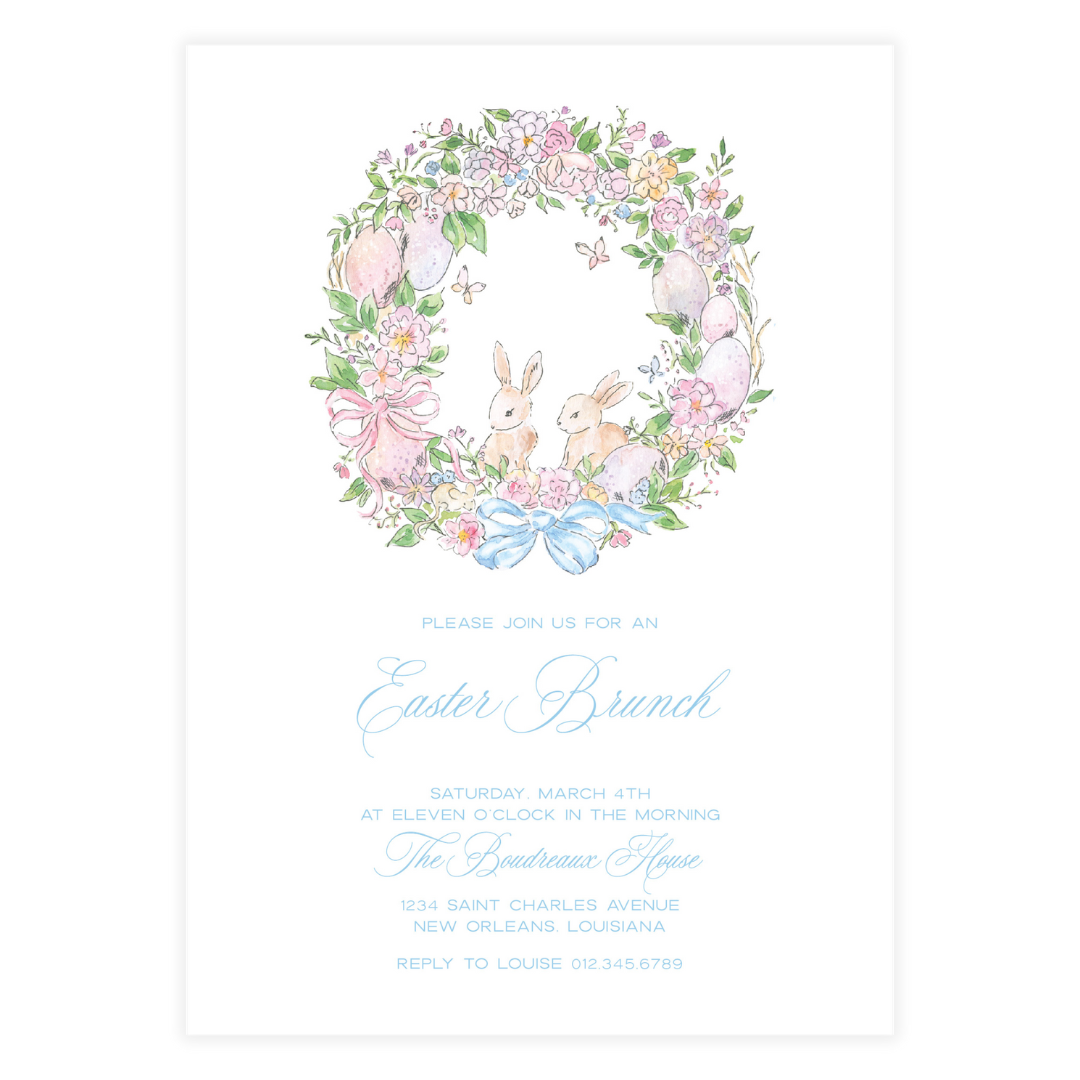 Spring has Sprung Bunny Wreath Invitation (Copy)