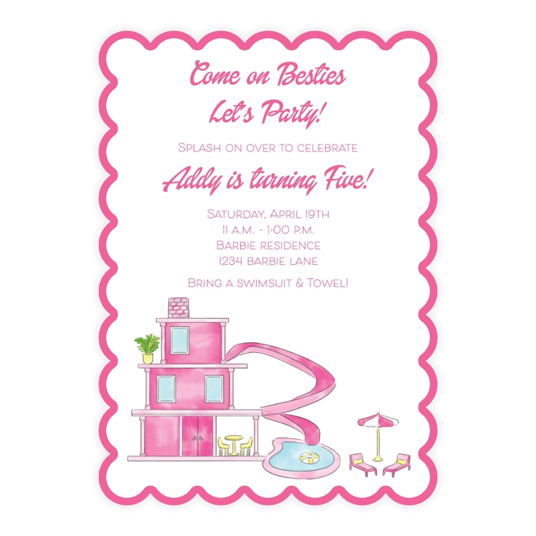 Dreamhouse Pool Party Invitation
