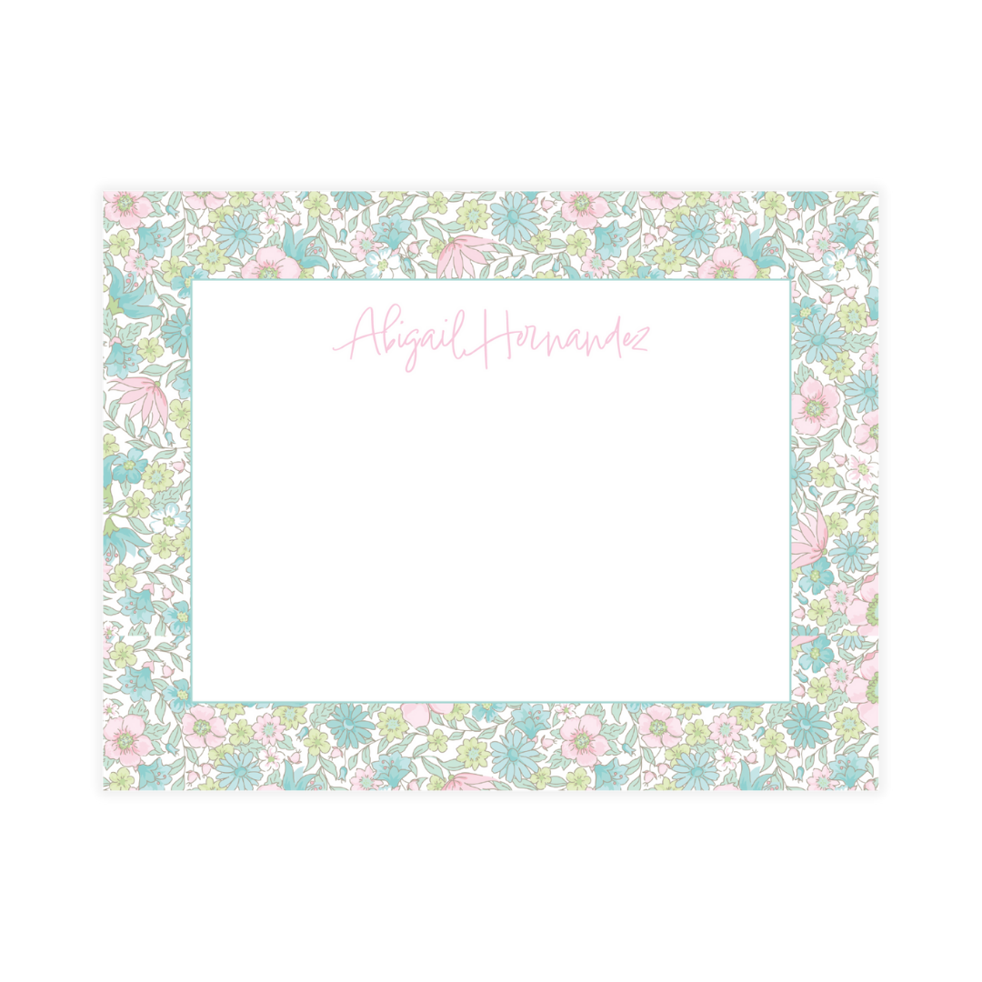Ditsy Pink & Green Floral Notecard