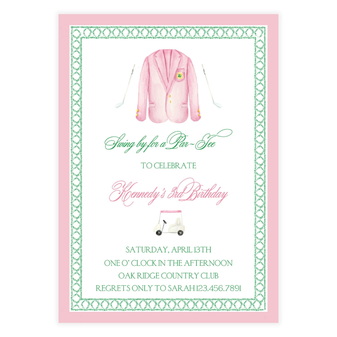 Masters Pink & Green Invitation
