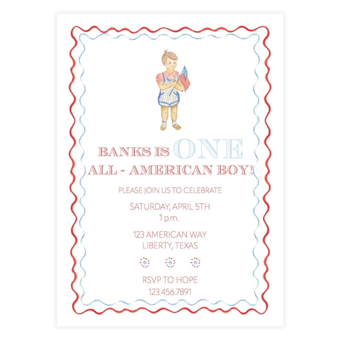 All-American Boy Birthday Invitation