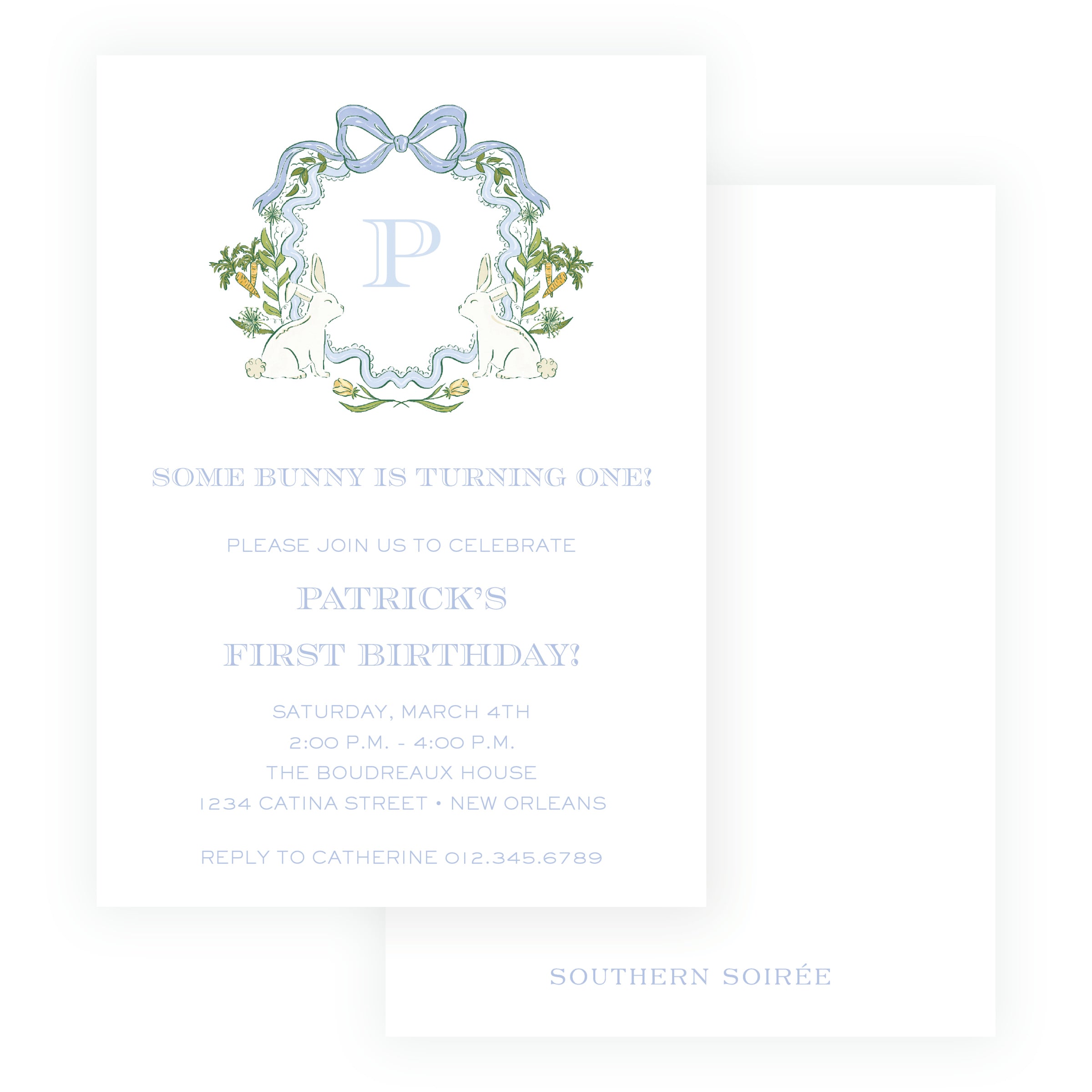 Some Bunny Blue Crest Invitation