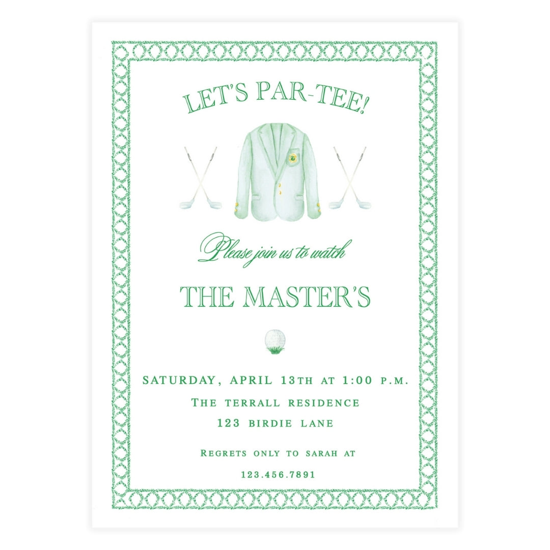 Green Jacket Golf Viewing Party Invitation