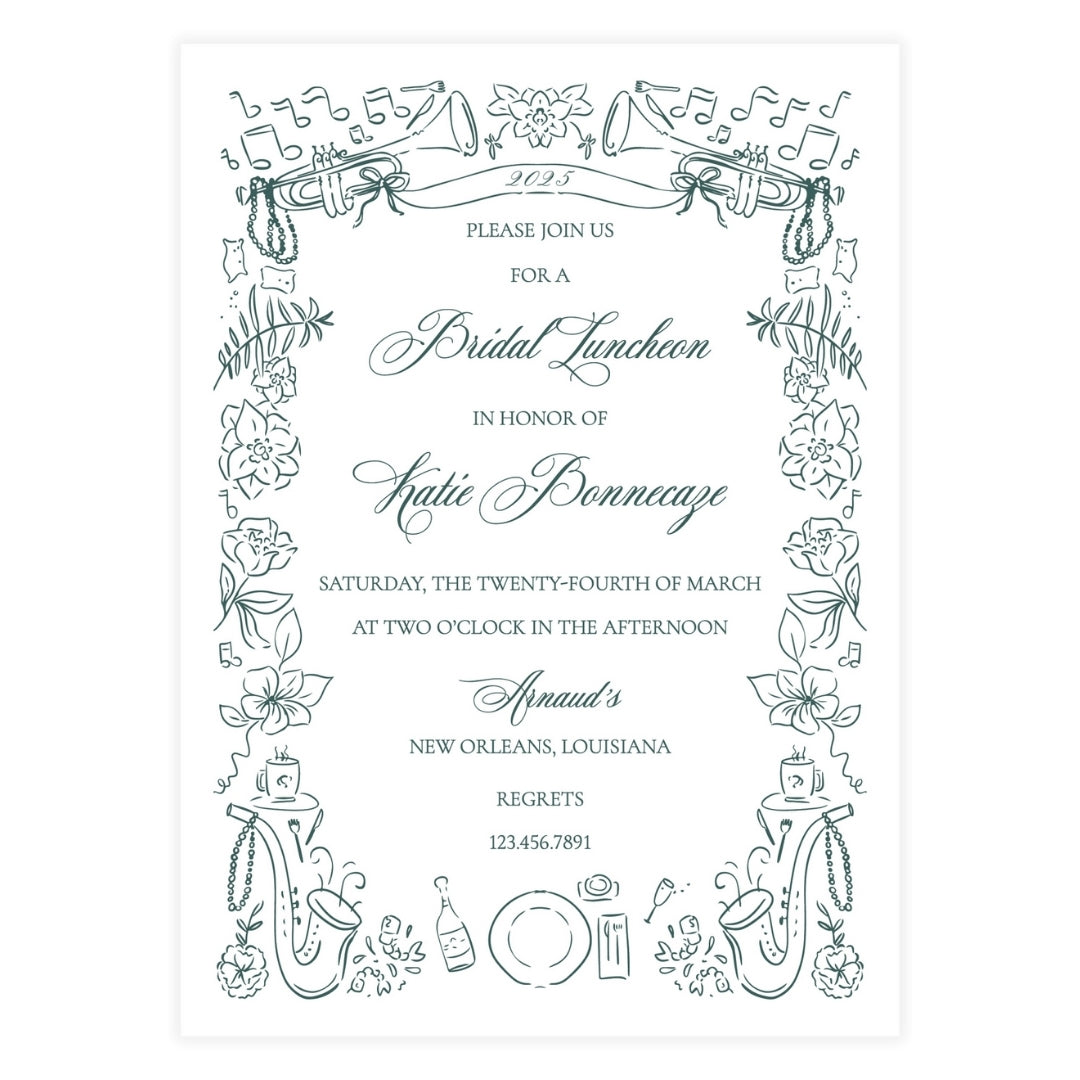 New Orleans Jazz Brunch Invitation Green