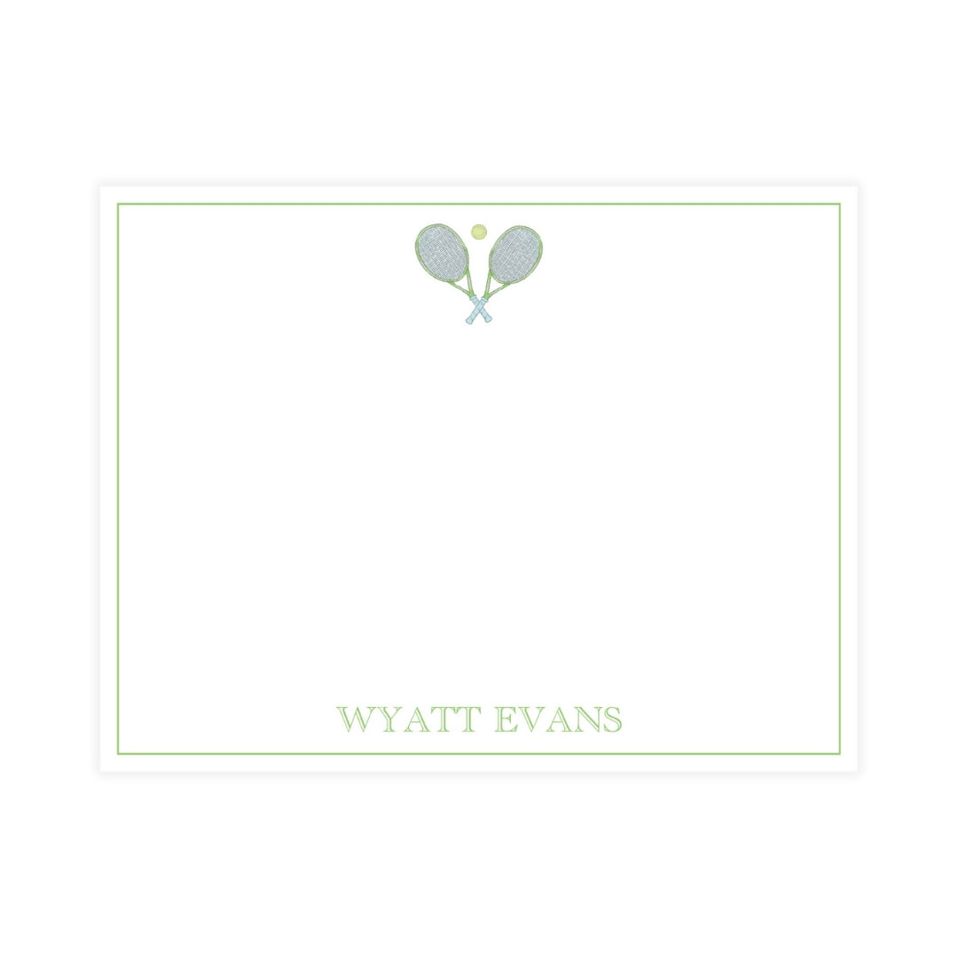 Watercolor Blue & Green Tennis Notecard