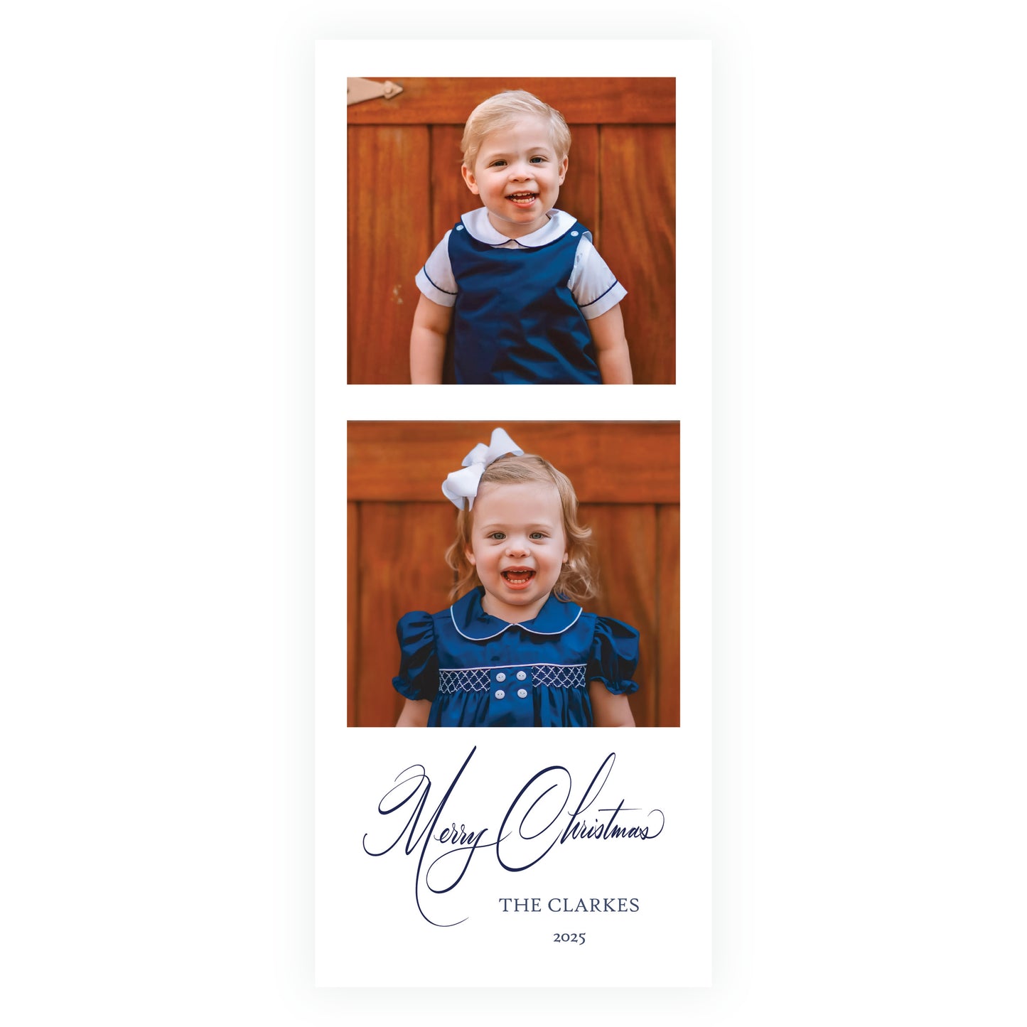 Merry Christmas 2 Photos Holiday Slim (Customizable Colors)
