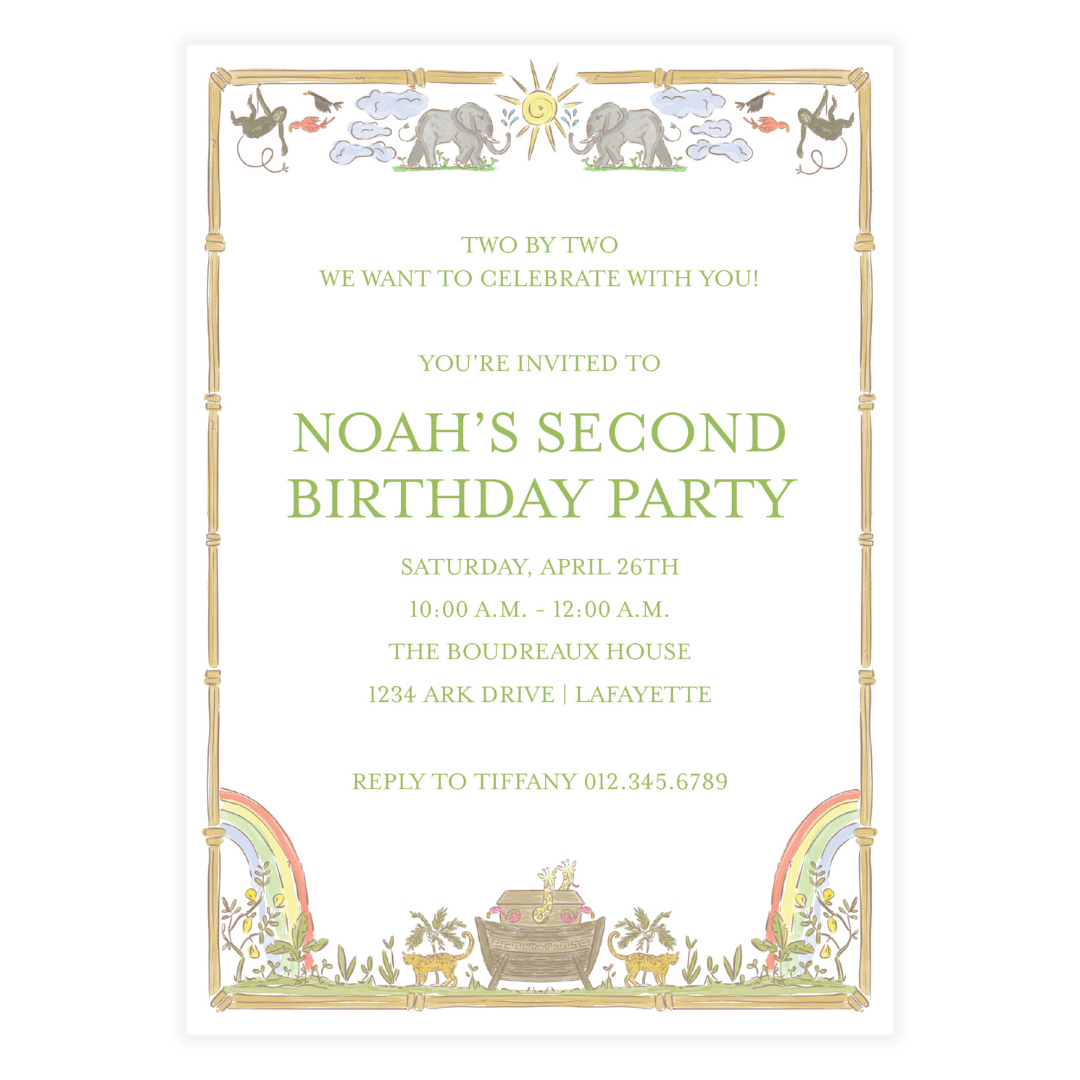 Noah's Ark Invitation