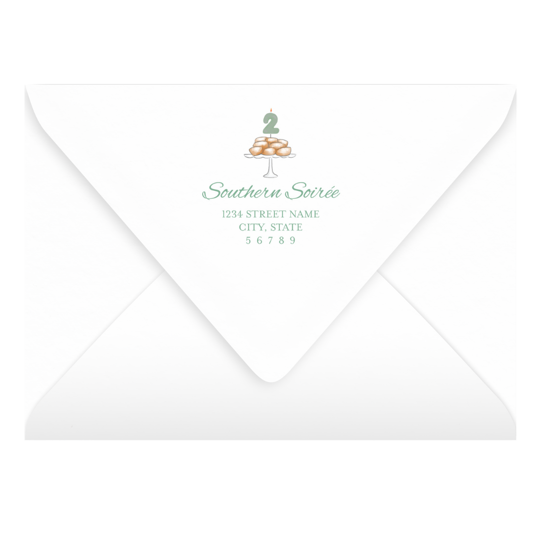 Café Two Monde Beignet Birthday Invitation