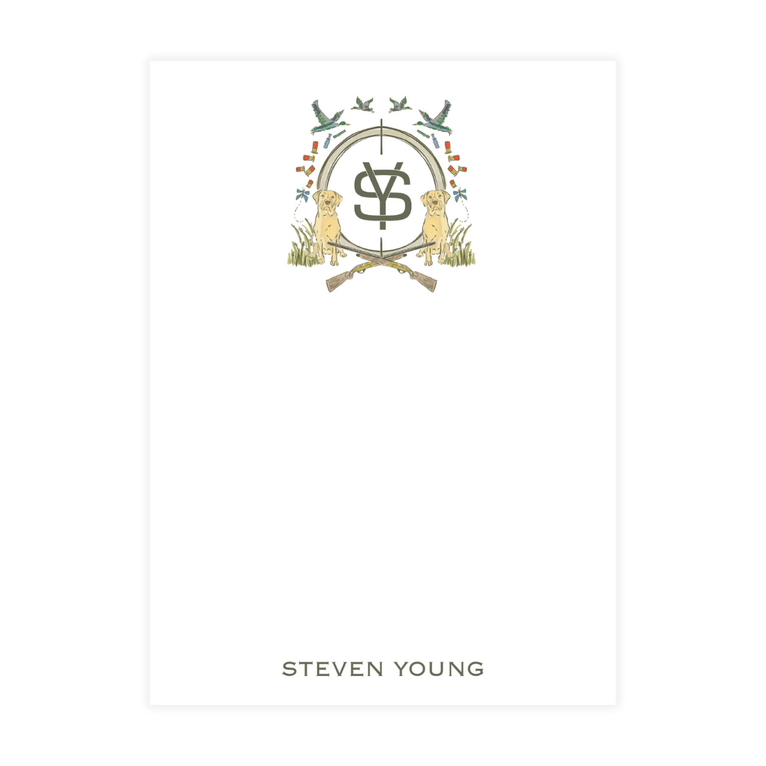 Yellow Lab Hunting Crest Monogram Notepad