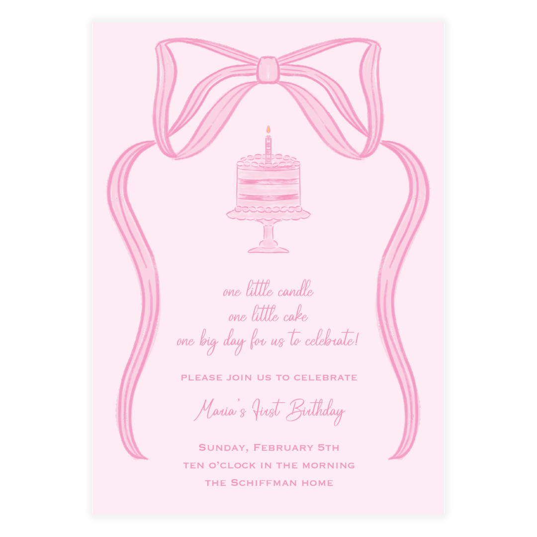 One Little Candle Pink Invitation