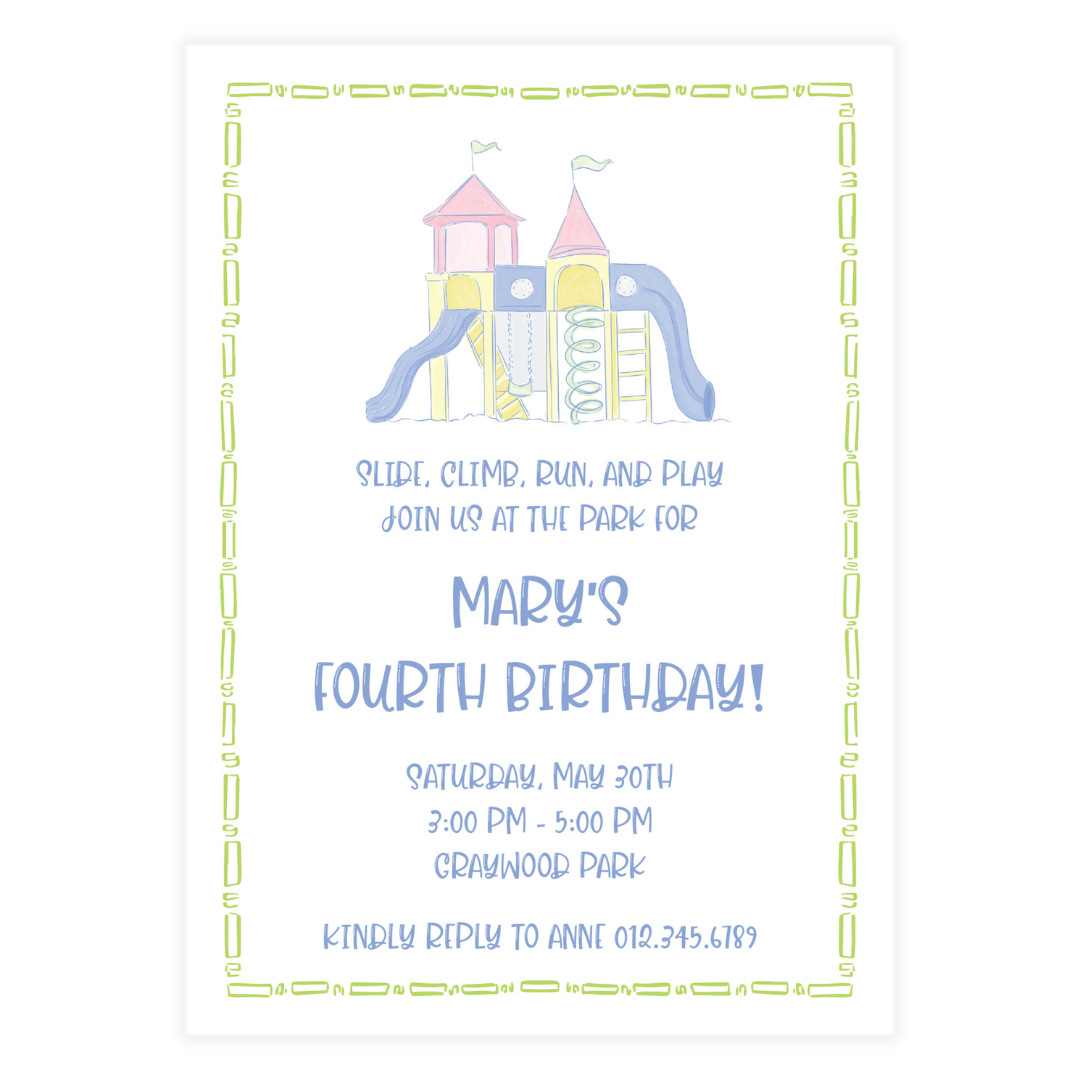 Party at the Park Blue Invitation
