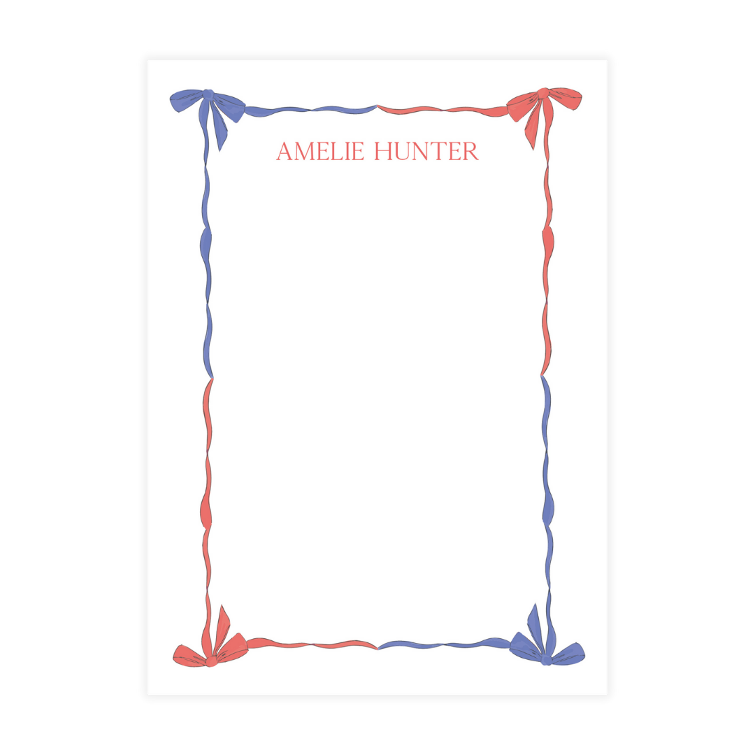 Red and Blue Bow Frame Notepad