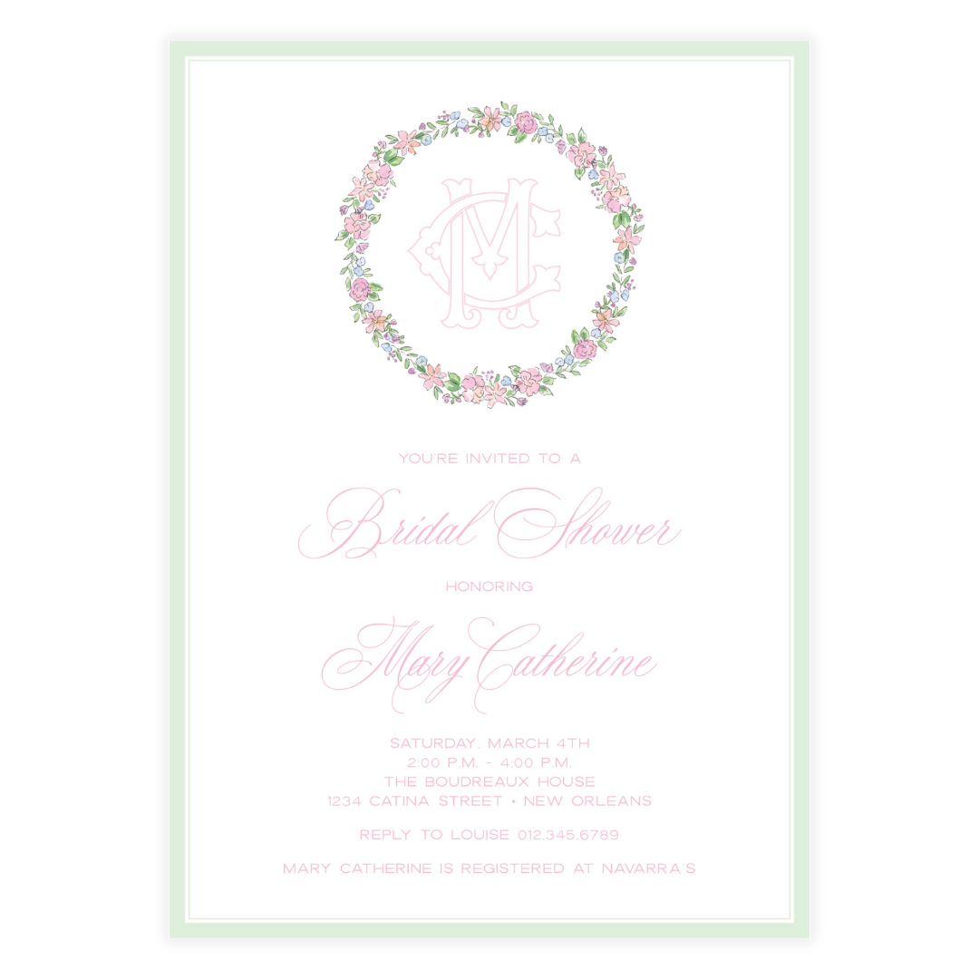 Spring has Sprung Pink and Green Invitation