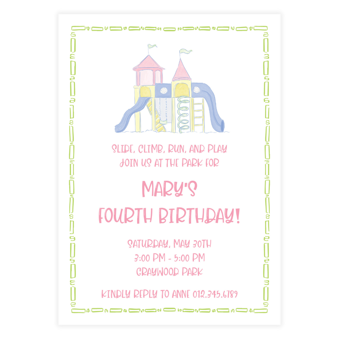 Party at the Park Pink Invitation