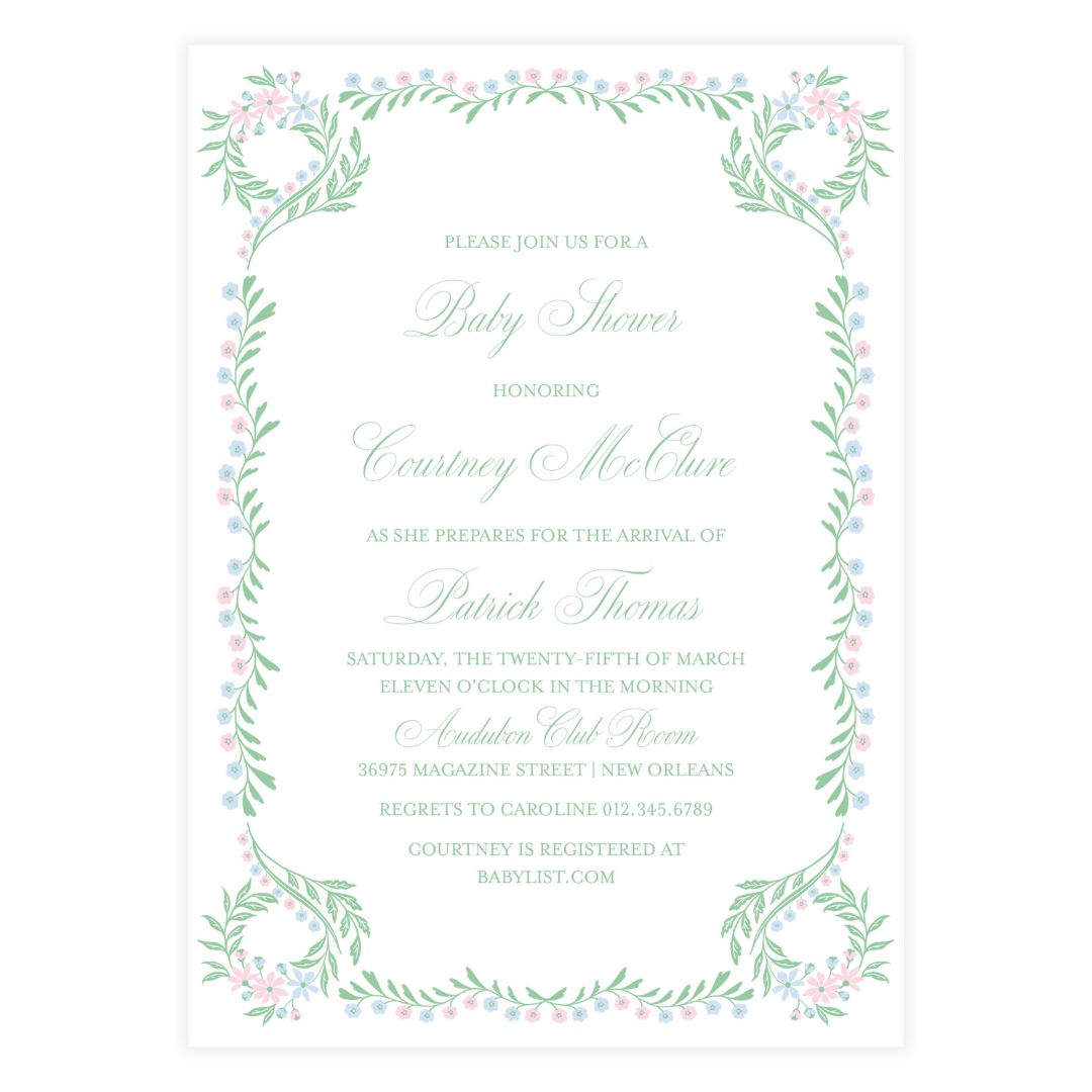 Chinoiserie Blue and Pink Block Invitation