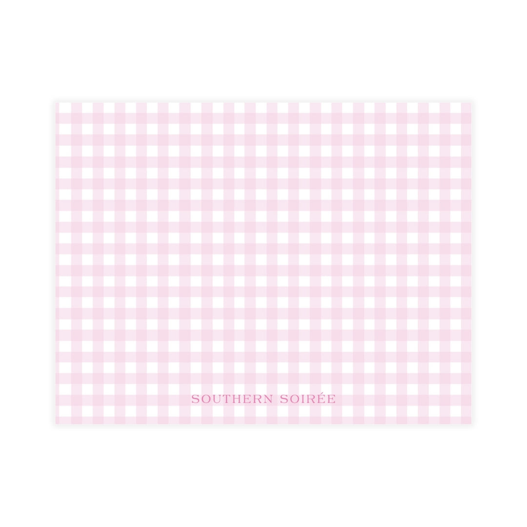Pink Gingham with Bow Notecard