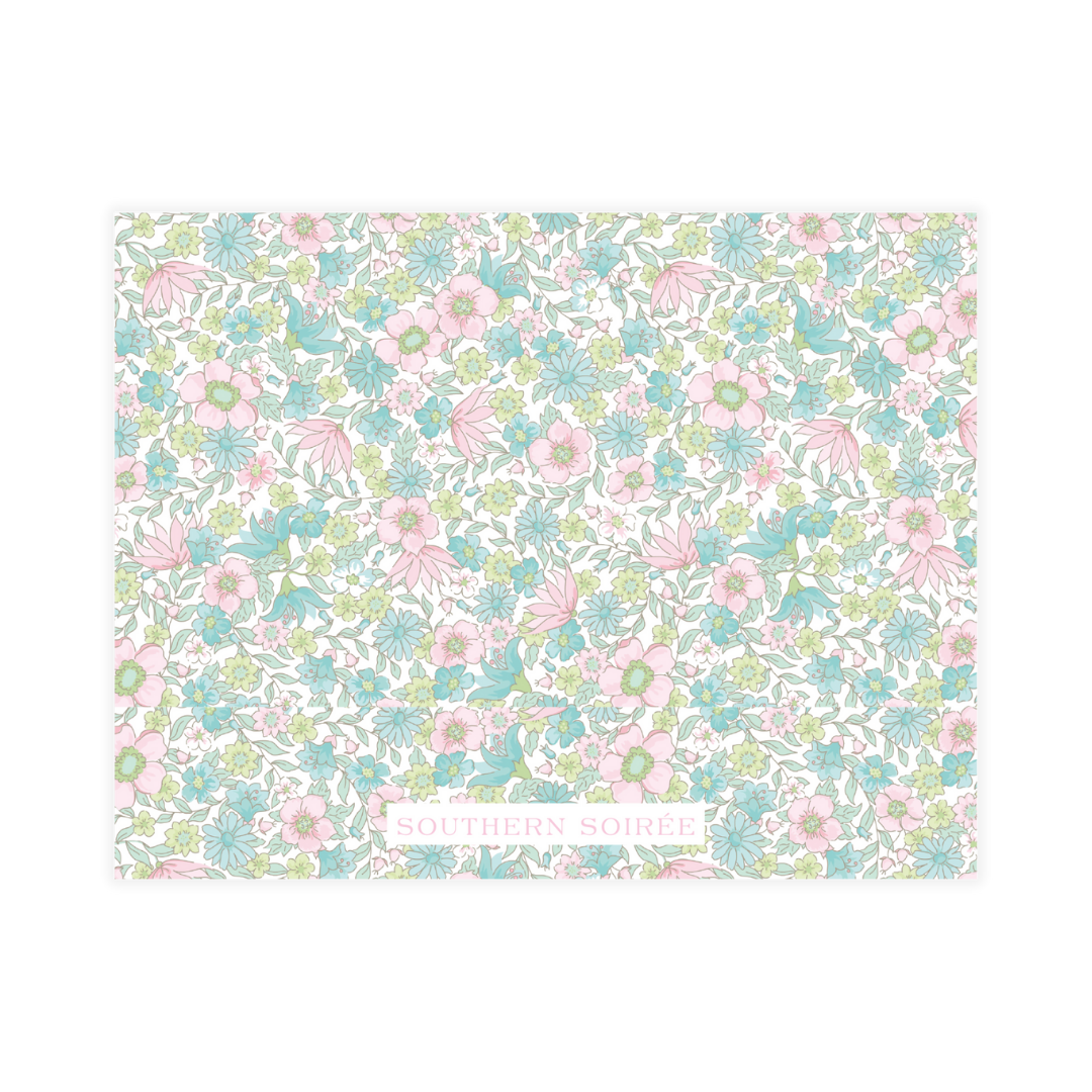 Ditsy Pink & Green Floral Notecard