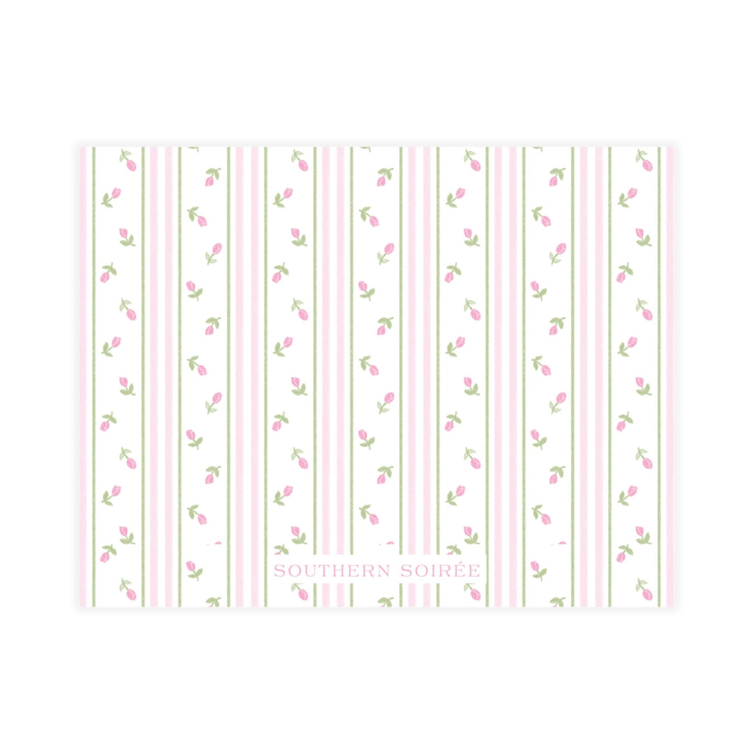 Pink Rosebud Stripe Notecard