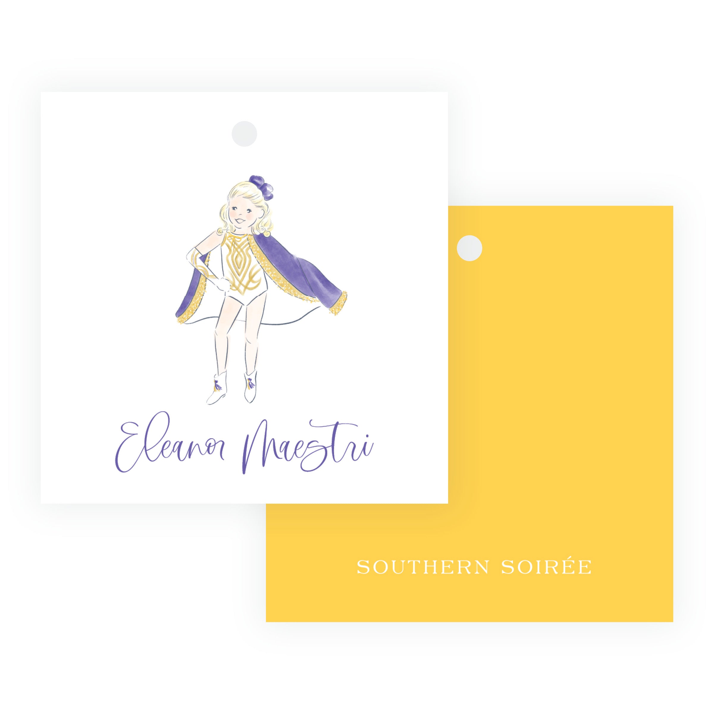 Purple and Gold Dance Team Square Gift Tags – Team Spirit