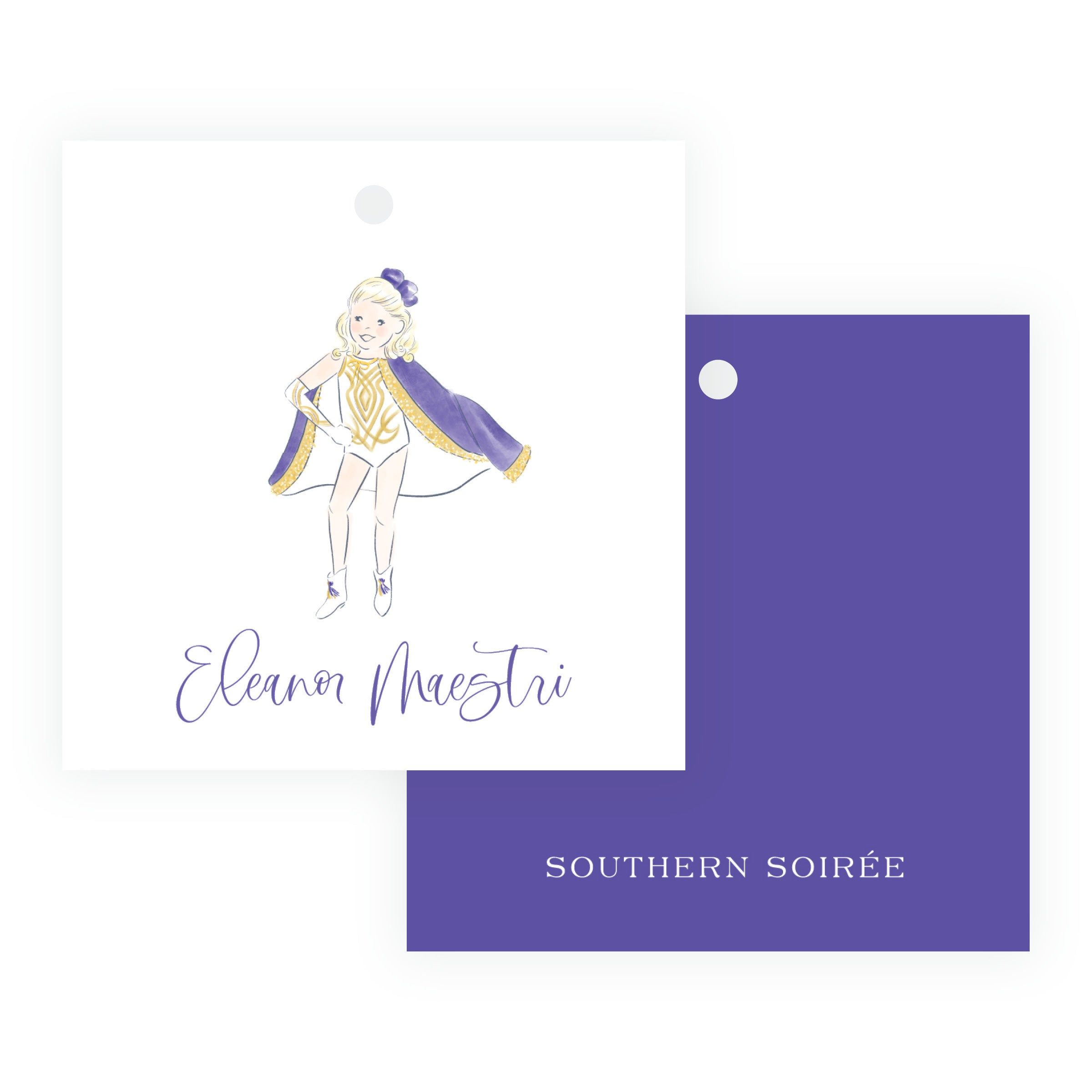 Purple and Gold Dance Team Square Gift Tags – Team Spirit