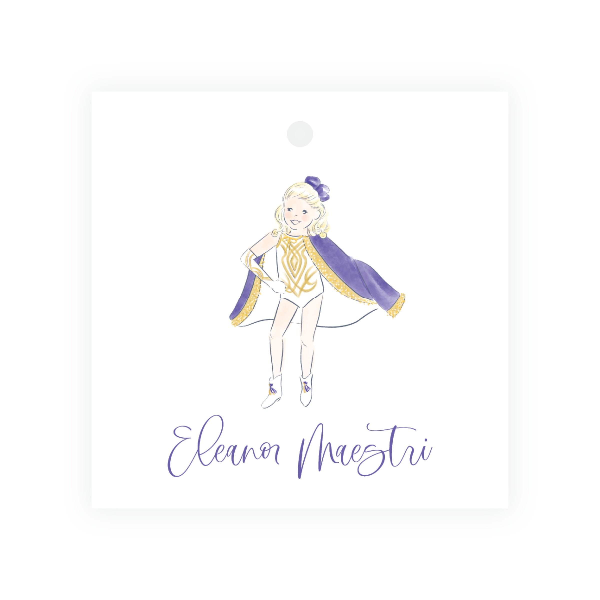 Purple and Gold Dance Team Square Gift Tags – Team Spirit