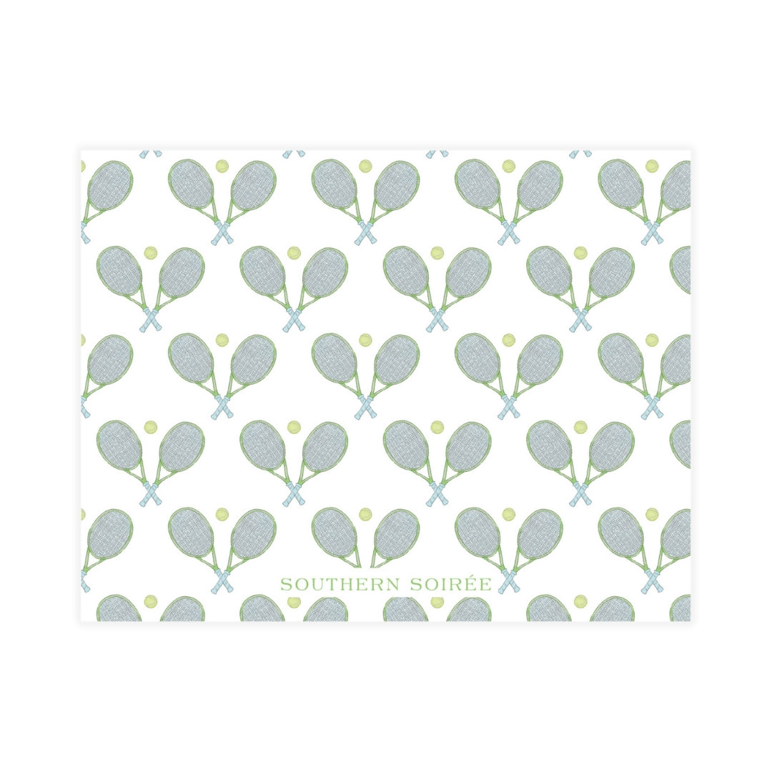 Watercolor Blue & Green Tennis Notecard