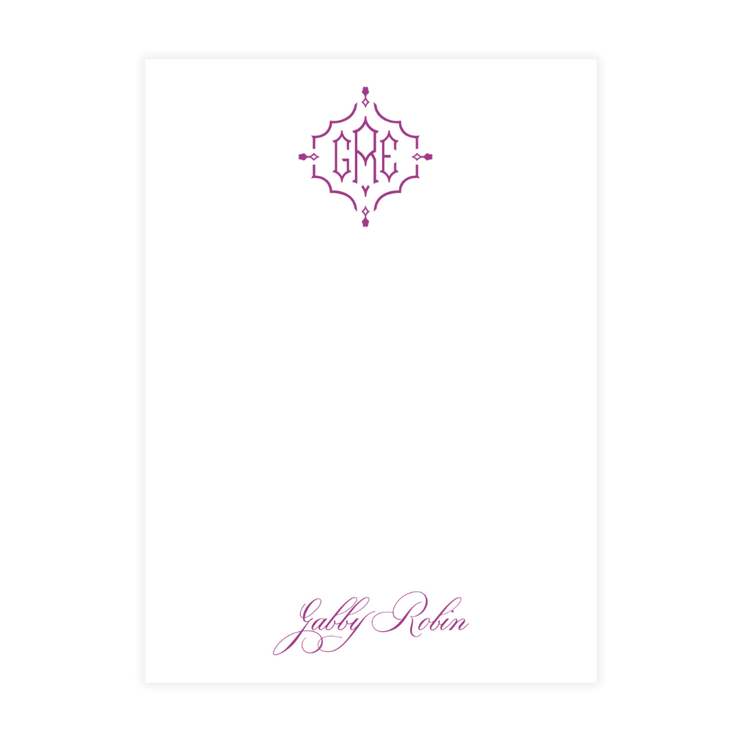 Purple Monogram Script Notepad