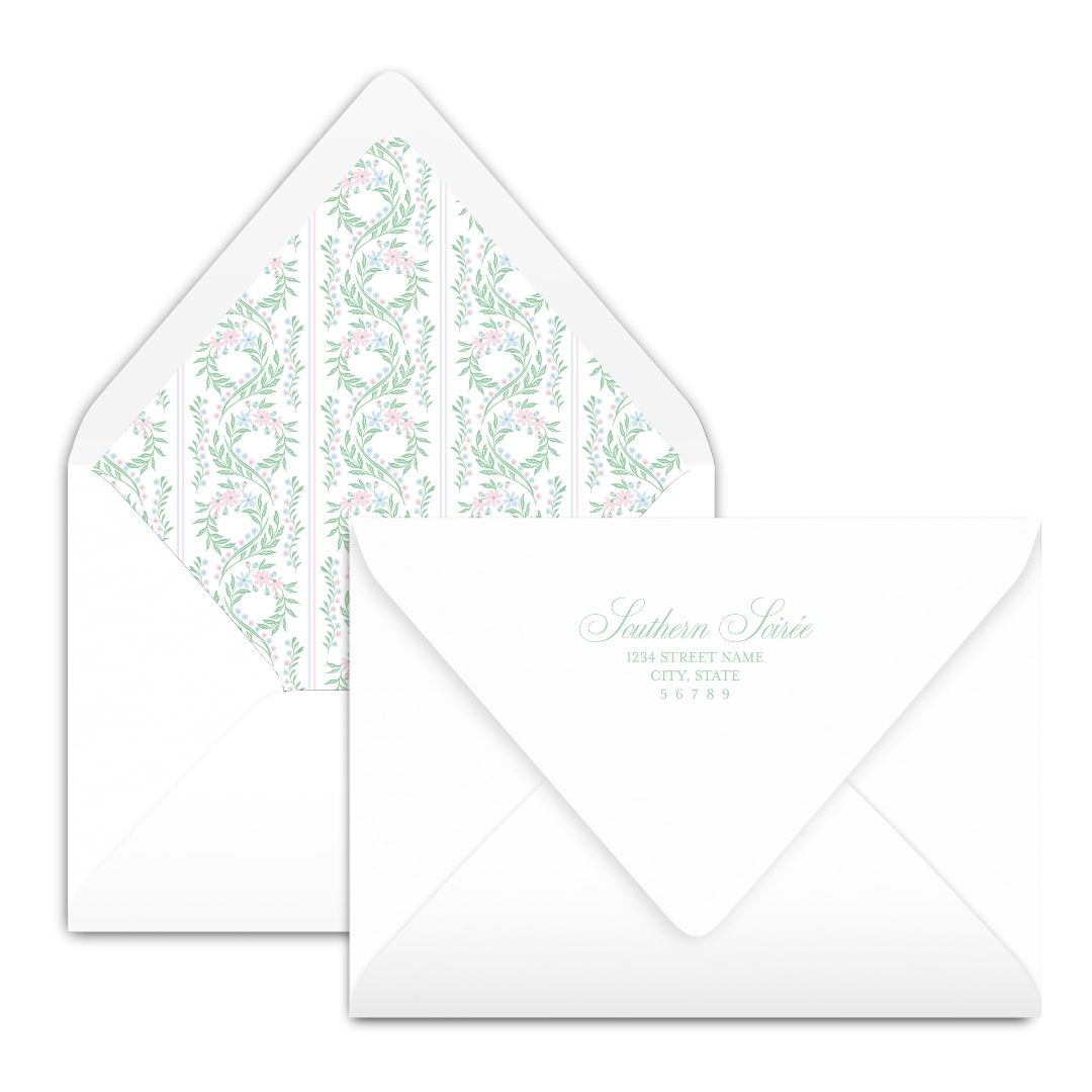 Chinoiserie Blue and Pink Block Invitation