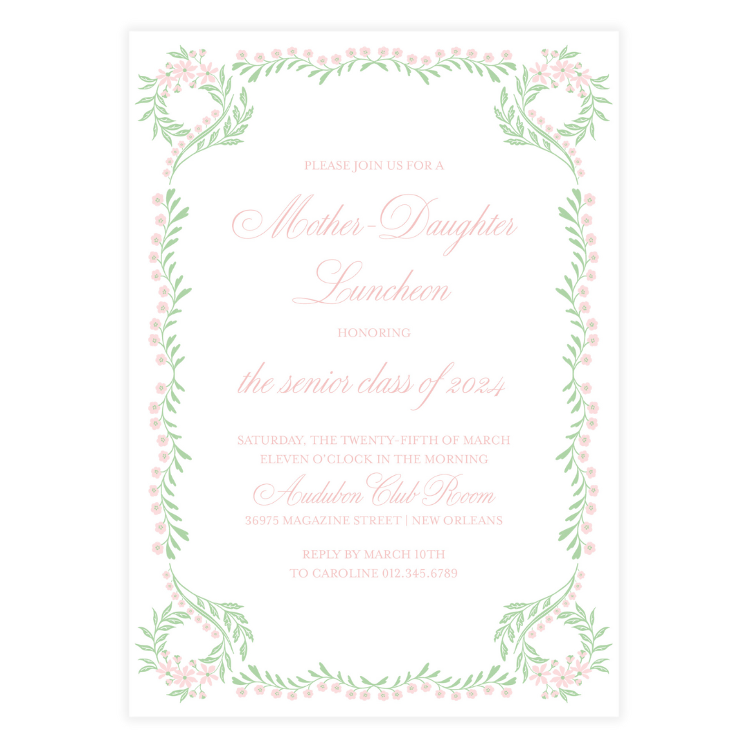 Chinoiserie Pink Block Invitation