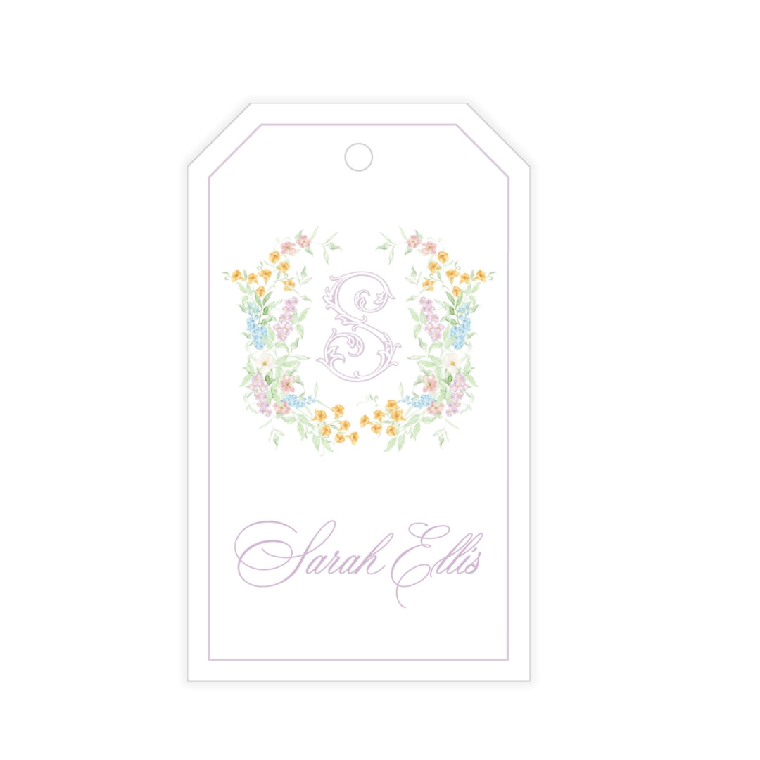 Butterfly Kisses Floral Crest Gift Tag