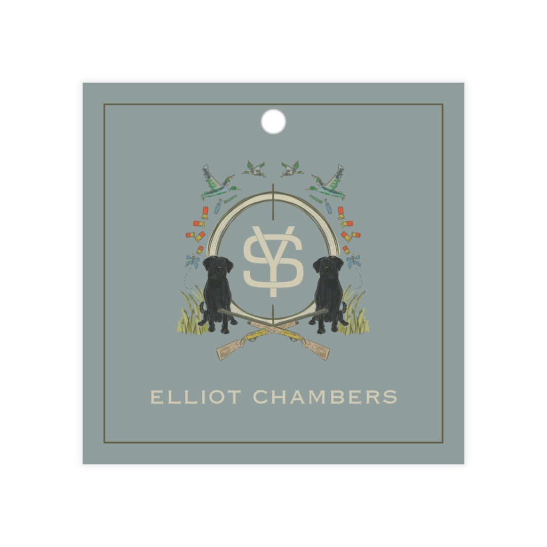 Black Lab Duck Hunting Blue Crest Gift Tag Square