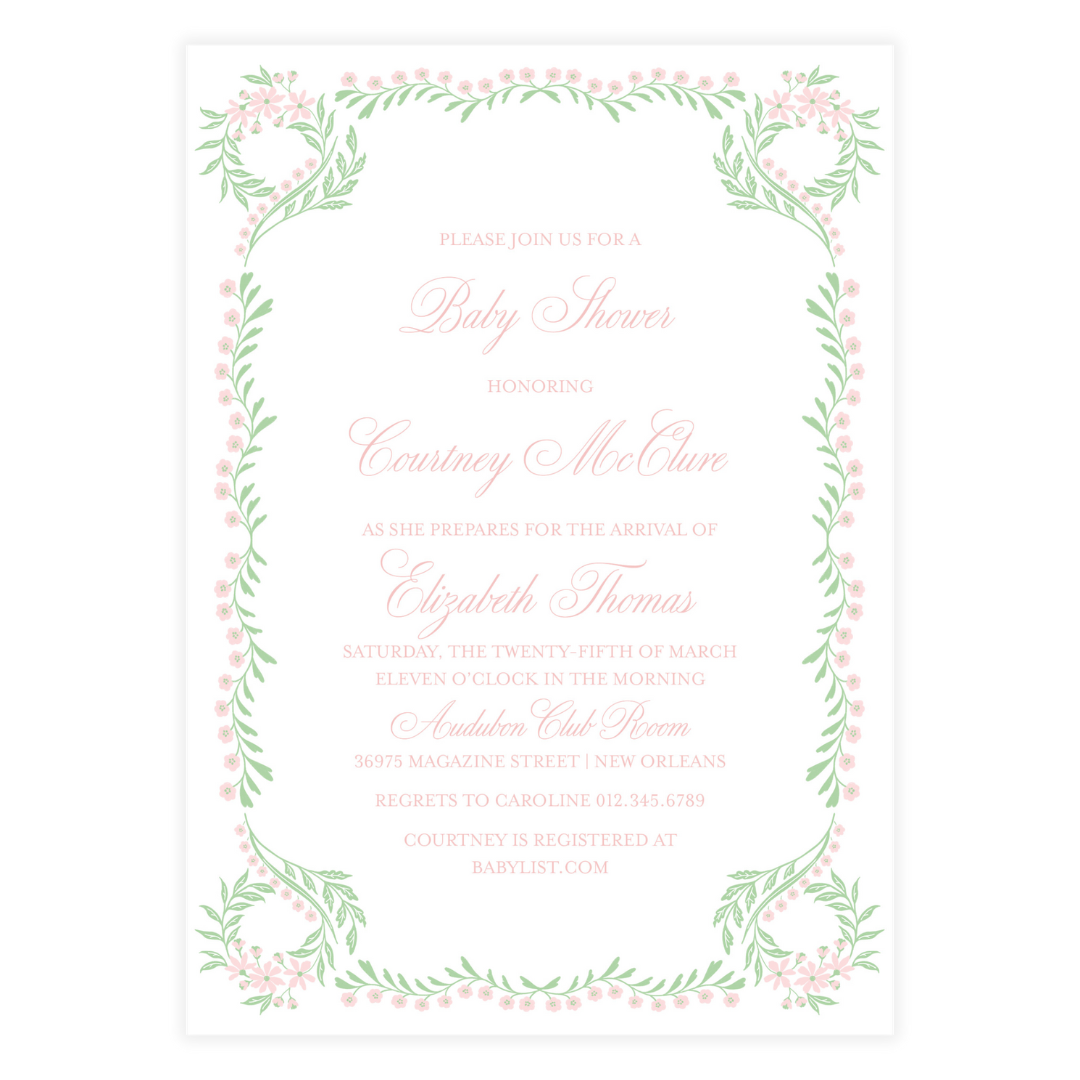 Chinoiserie Pink Block Invitation