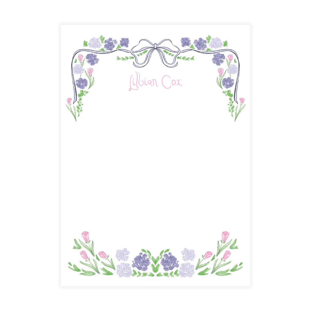 Purple Bow and Flowers Frame Notepad
