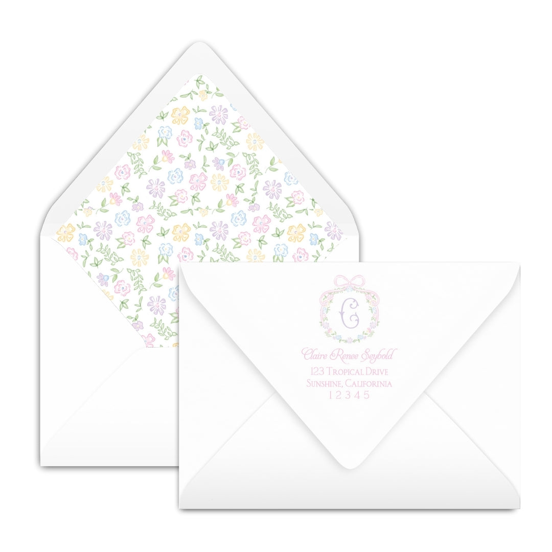 Ditsy Pastel Floral Wreath Notecard