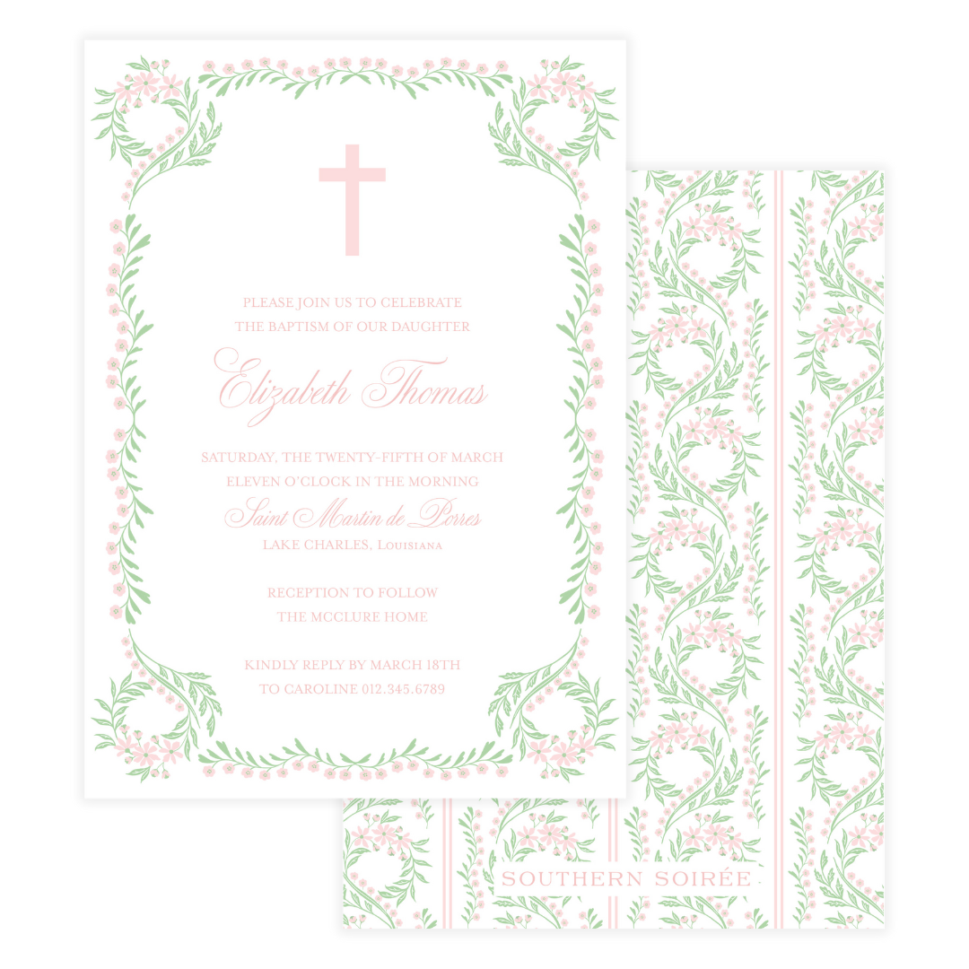 Chinoiserie Pink Block Invitation
