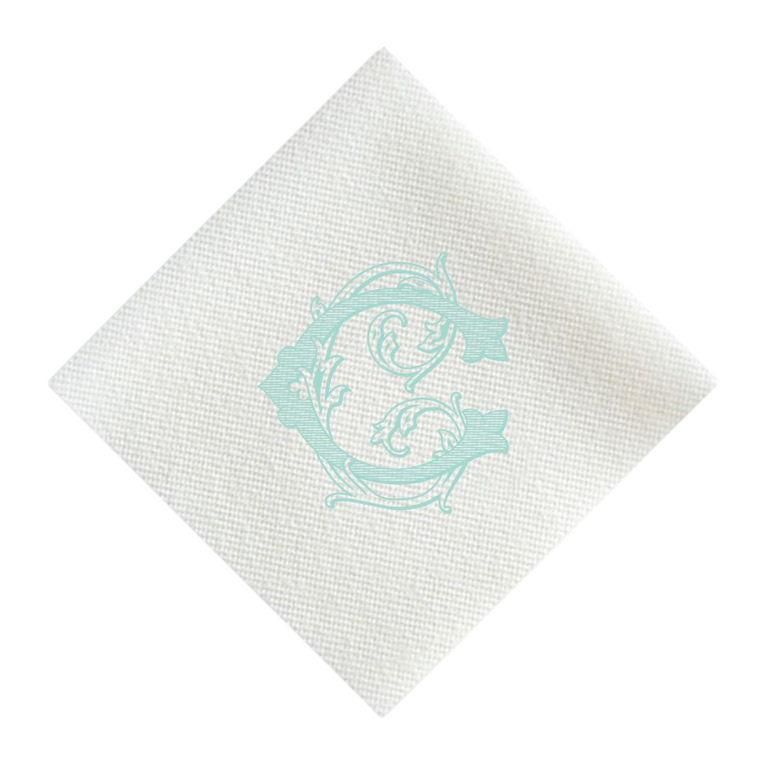 Vintage Single Initial Monogram Cocktail Napkin