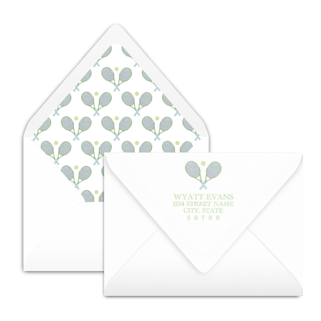 Watercolor Blue & Green Tennis Notecard