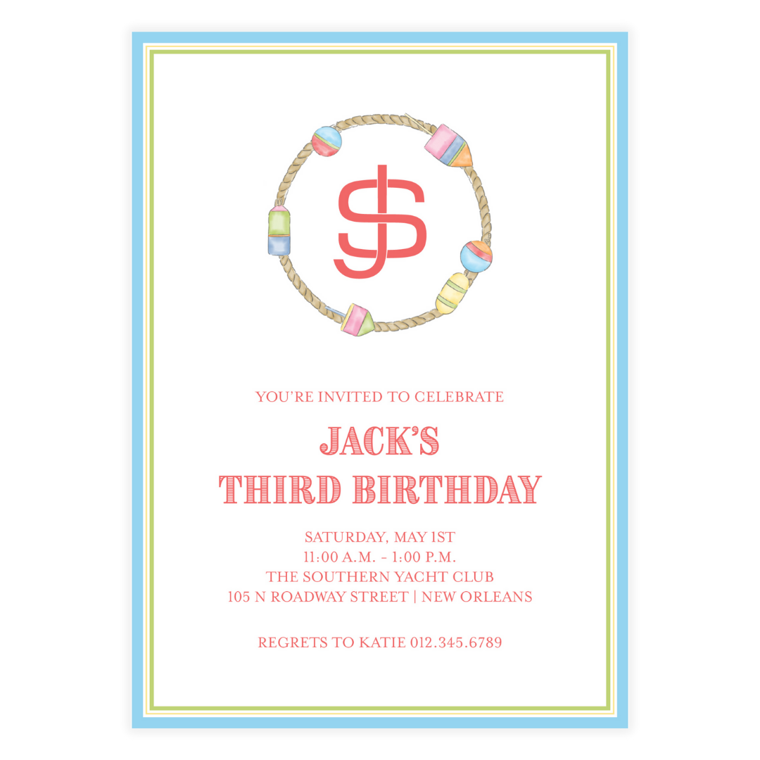 Colorful Nautical Buoy Birthday Invitation