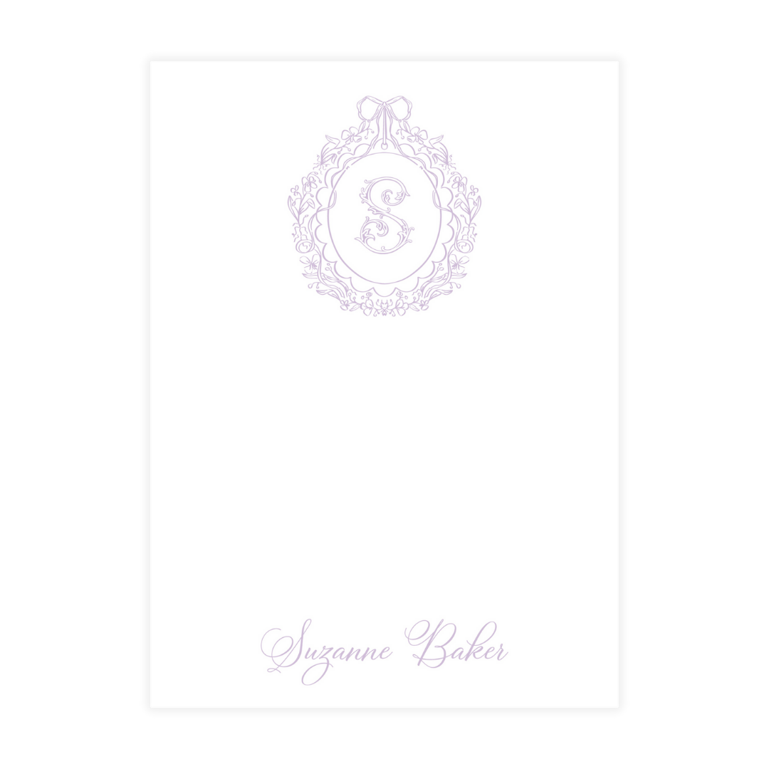 Purple Elegance Crest Initial Notepad