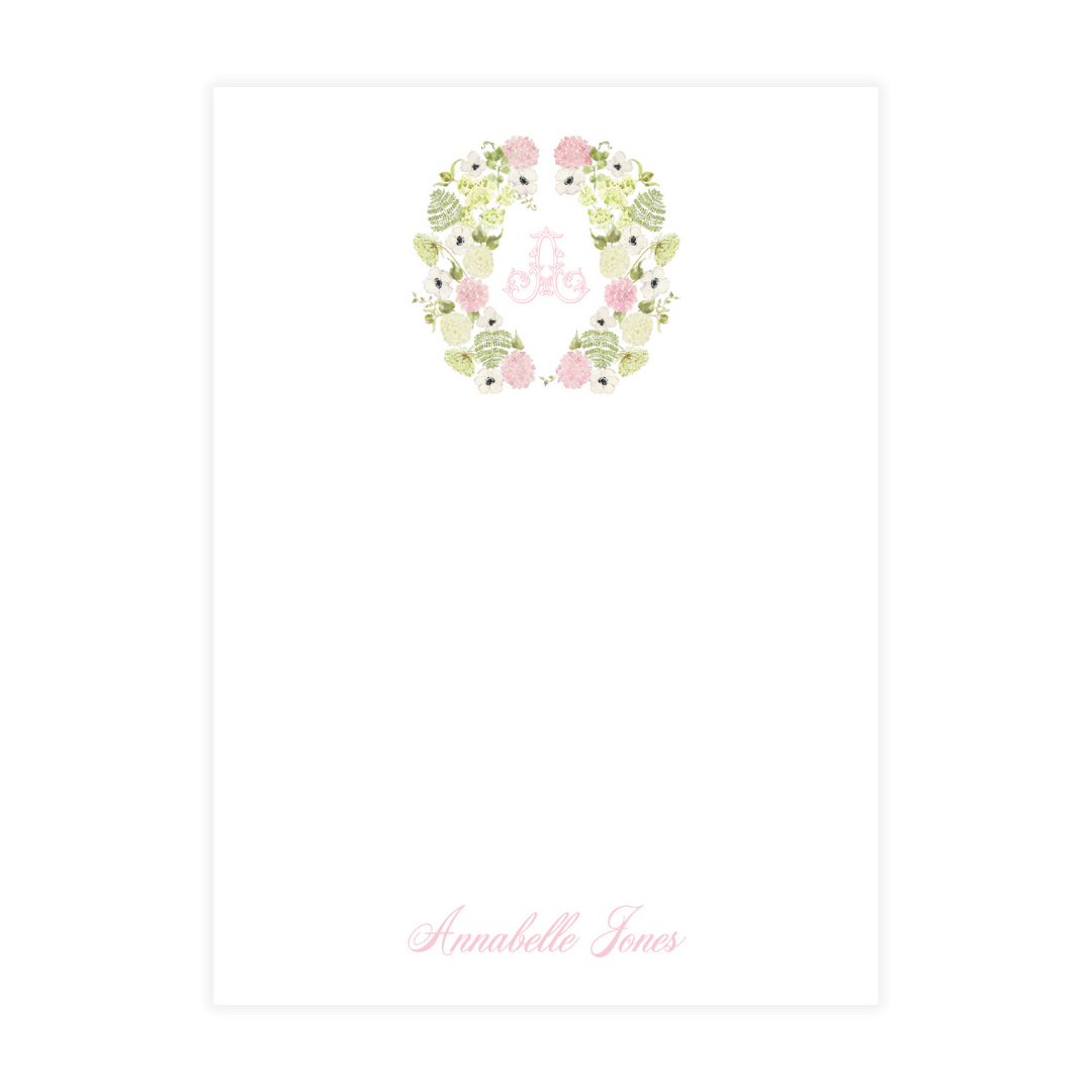 Spring Florals Crest Initial Notepad