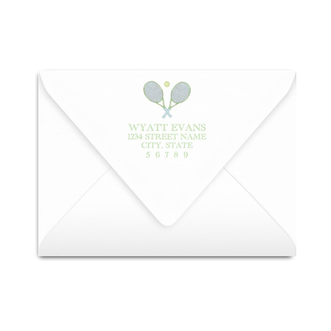 Watercolor Blue & Green Tennis Notecard