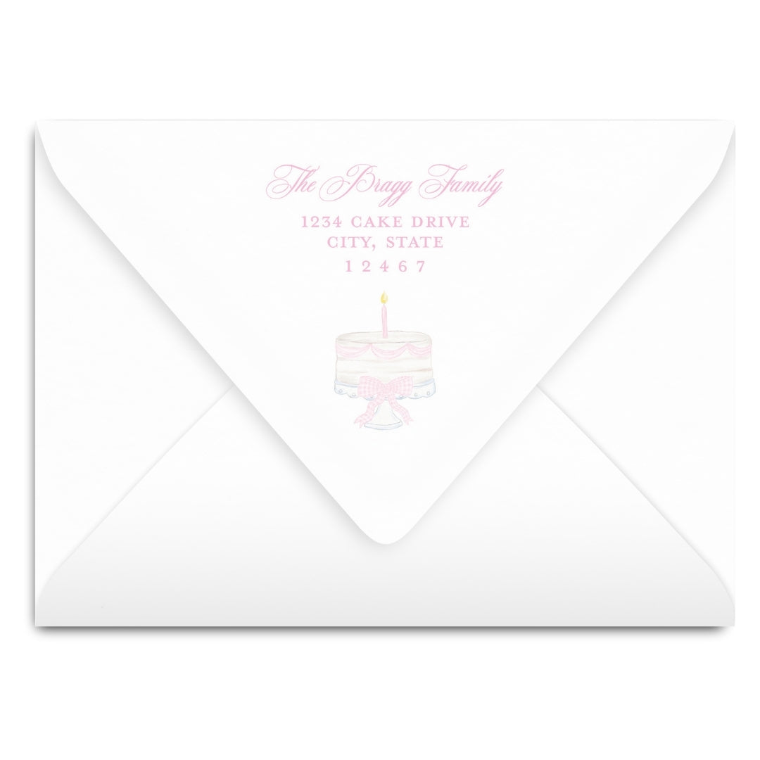 One Little Candle, One Little Cake Pink Striped Invitation