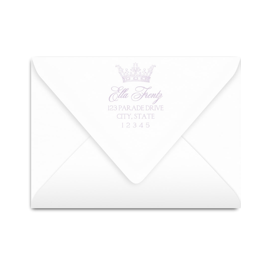 Mardi Gras Crown Personalized Notecards | Lavender Stationery