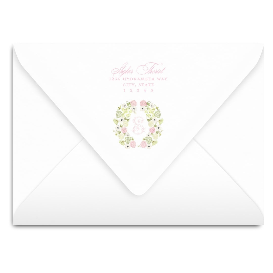 Pink Hydrangea Monogram Bridal Shower Invitation