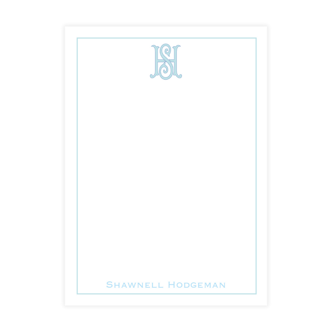 Blue Script Monogram Initials Notepad